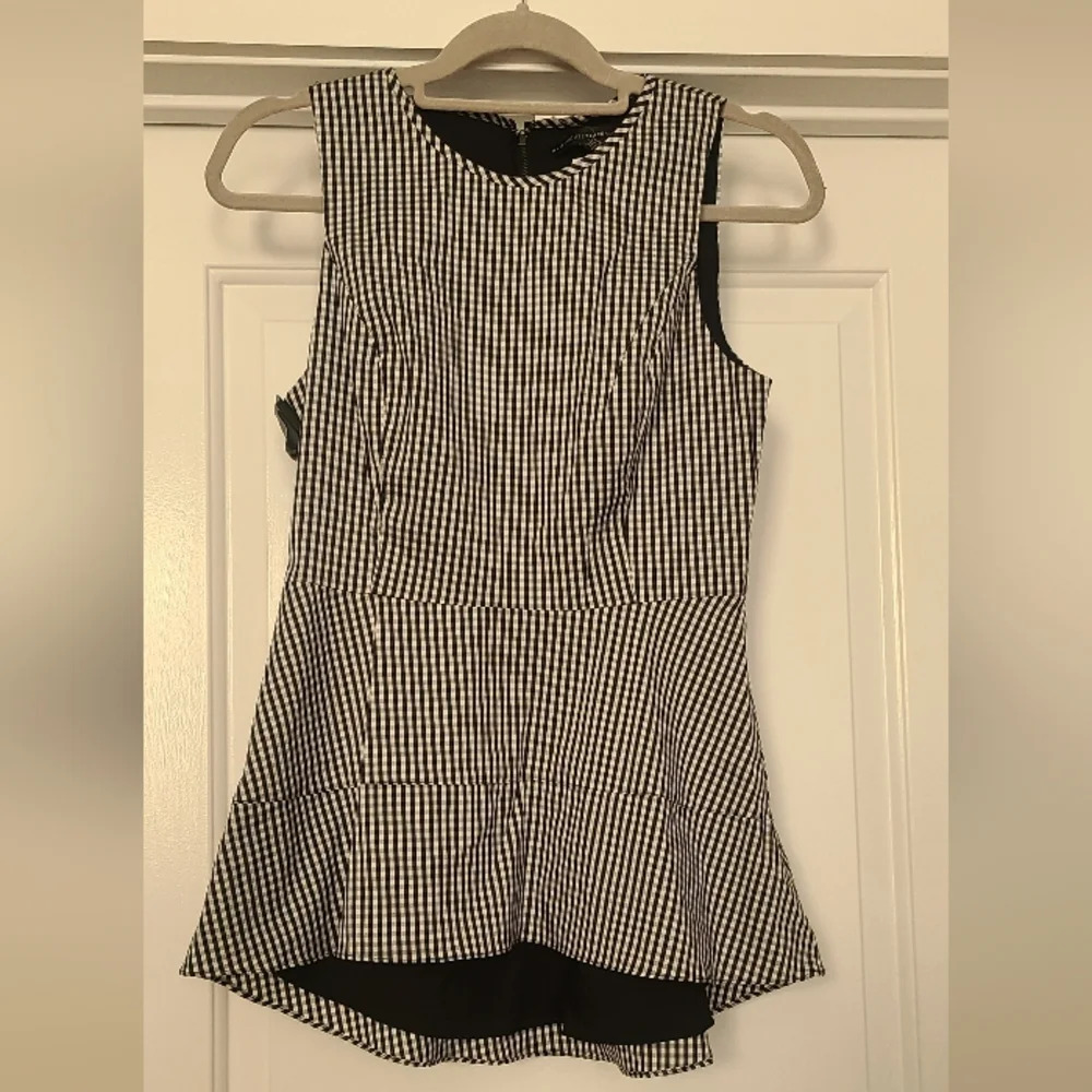 White House Black Market Women's Deliah Gingham Bodice Peplum Blouse Size 2 NWT